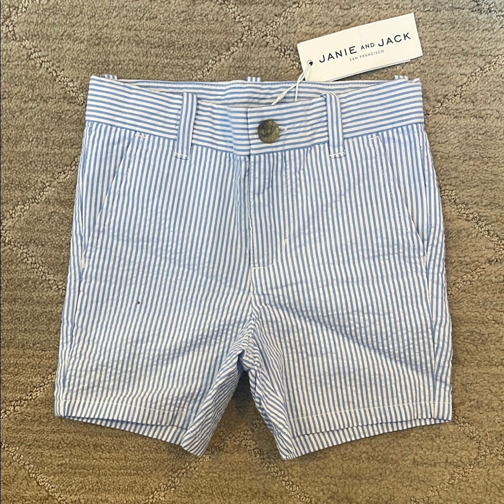 Janie and Jack Blue and White Seersucker Shorts